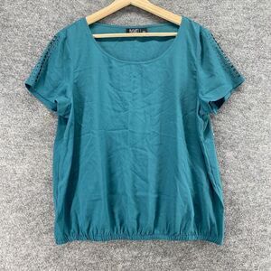 5/$45  A New Approach T-Shirt Women PXL Petite Blue Short Sleeve Round Neck